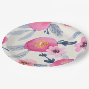 Pink Blooms Paper Plate