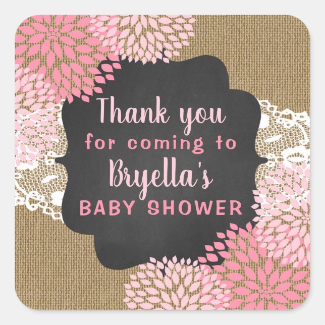 Pink Blooms thank you for coming sticker (Front)