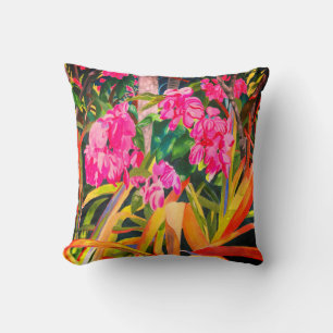 Pink Blooms Throw Pillow