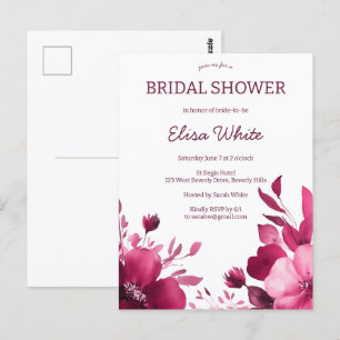 Pink Blooms Watercolor Bridal Shower CUSTOM  Postcard
