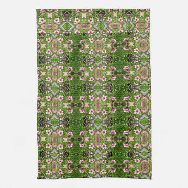 Pink Blossom Abstract Art, Tea Towel (Vertical)