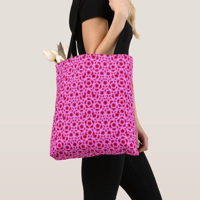 Pink Blossom Bouquet: Floral Symphony Tote Bag (Close Up)