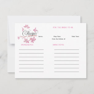 Pink Blossom Bridal Shower Recipe Card