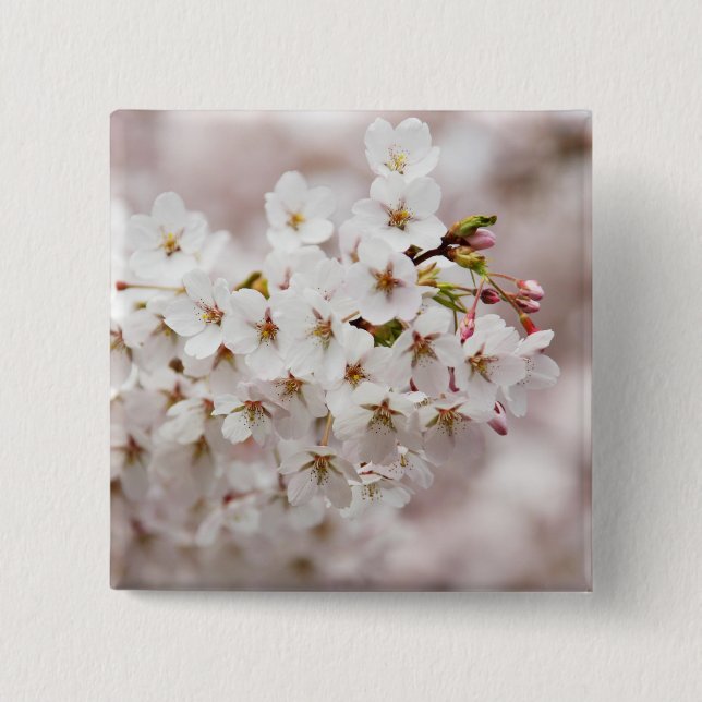 Pink Blossom Buds 15 Cm Square Badge (Front)