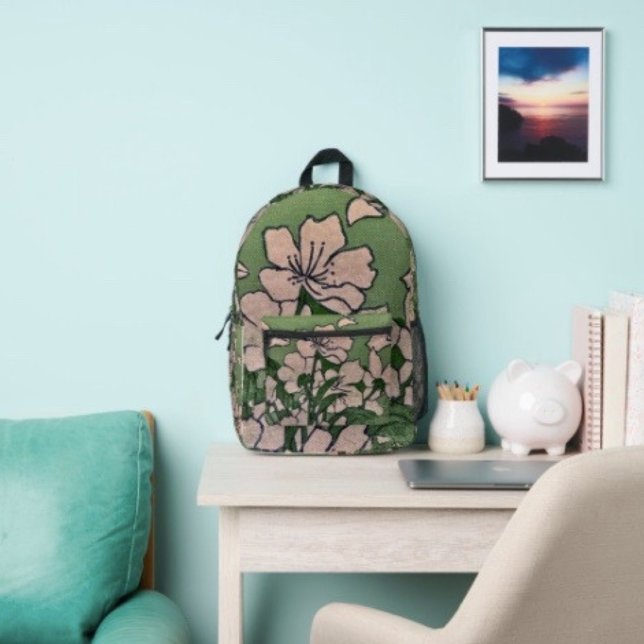 Pink Blossom Cascade  Printed Backpack (Creator Uploaded)