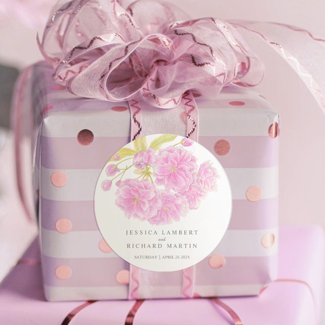 Pink blossom double flower wedding sticker (Creator Uploaded)
