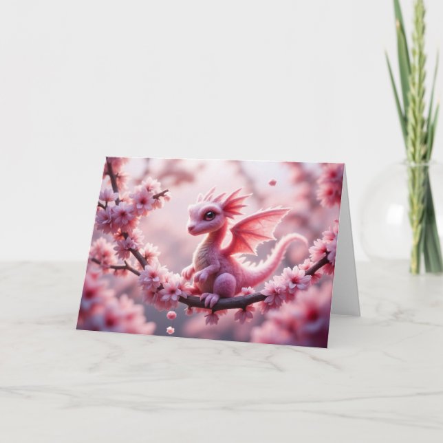 Pink Blossom Dragon Card (Front)