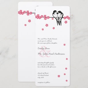 Pink Blossom Enchanted Forest Chickadee Wedding Invitation