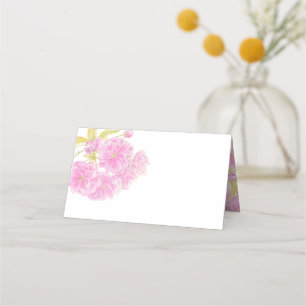 Pink blossom floral tent place cards