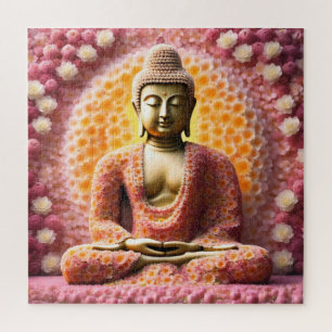 Pink Blossom Flower Buddha Meditating Jigsaw Puzzle