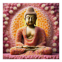 Pink Blossom Flower Buddha Meditating