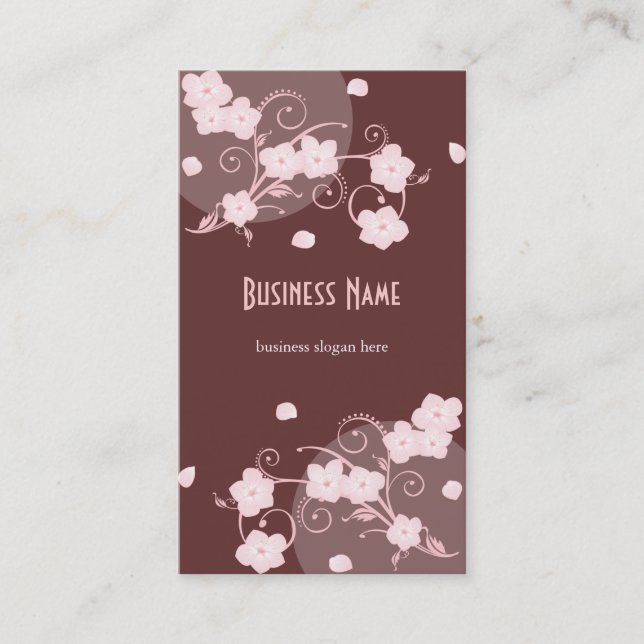 Pink Blossom Flowers Chocolate Business Business Card (Front)