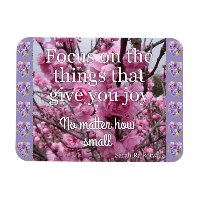 Pink Blossom Focus on the Joy Quote Magnet (Horizontal)