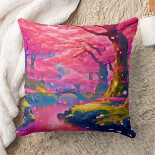 Pink Blossom Forest Design Cushion
