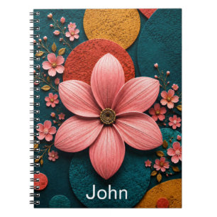 Pink Blossom Geometric Abstract Wall Art Notebook