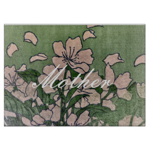 Pink Blossom Green Cutting Board
