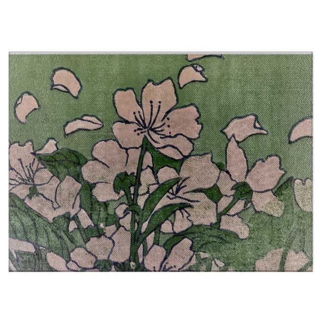 Pink Blossom Green Cutting Board (Front)