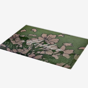 Pink Blossom Green Cutting Board