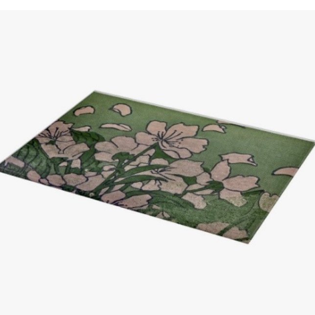 Pink Blossom Green Cutting Board (Glass Cutting Board – 5 different sizes. 100% food safe.  tempered glass Non-skid rubber feet. 
)
