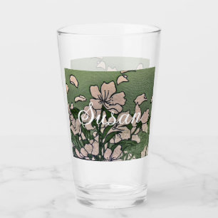 Pink Blossom Green Glass