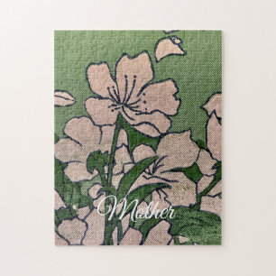 Pink Blossom Green Jigsaw Puzzle