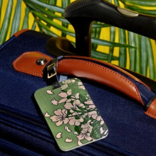 Pink Blossom green  Luggage Tag