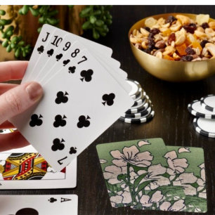 Pink Blossom Green Playing Cards