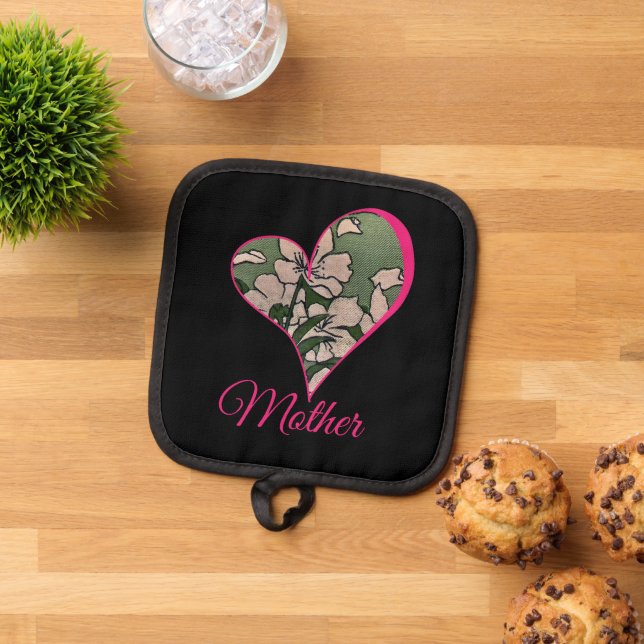 Pink Blossom Green   Pot Holder (Top Down)