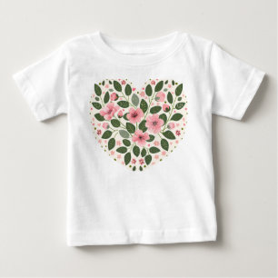 Pink Blossom Heart Garden Saint Valentine's Day Baby T-Shirt