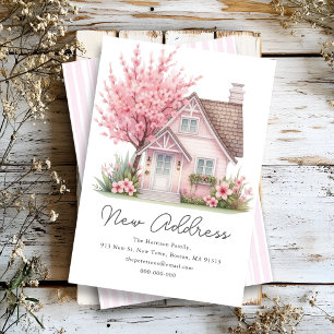 Pink Blossom House   New Home Address  Announcement