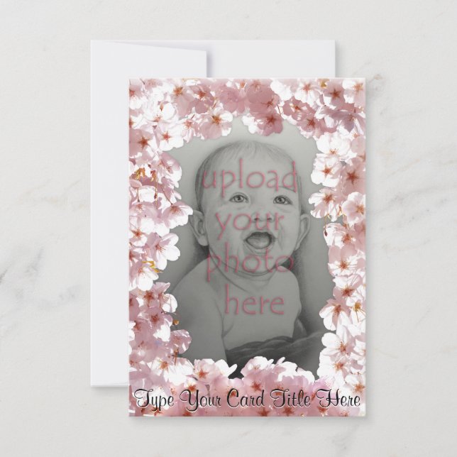 Pink Blossom Invitations Personalised RSVP Cards (Front)