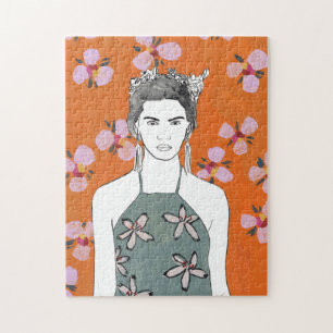 Pink Blossom Lady - Orange Jigsaw Puzzle