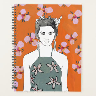 Pink Blossom Lady - Orange Planner