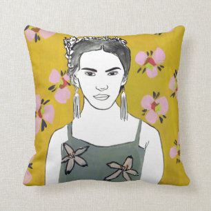 Pink Blossom Lady - Yellow Cushion