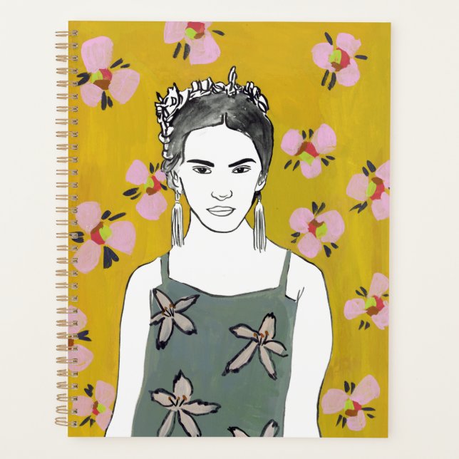 Pink Blossom Lady - Yellow Planner (Front)