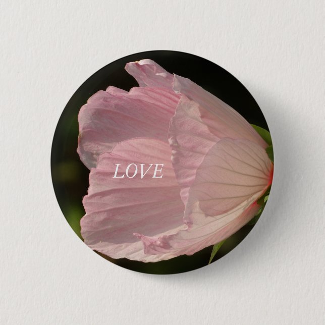 Pink Blossom LOVE Photo Round Badge (Front)