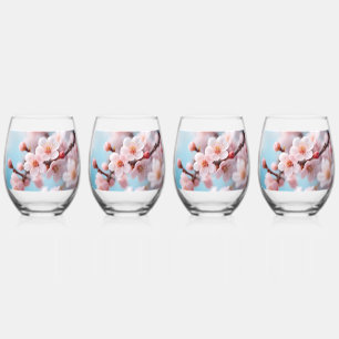 Pink Blossom Magic Stemless Wine Glass
