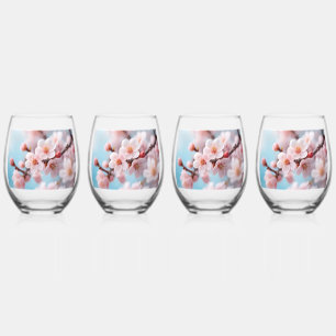 Pink Blossom Magic Stemless Wine Glass