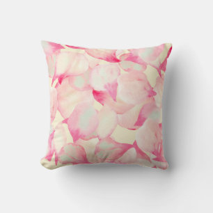 Pink Blossom Nature. Black Watercolor Nature. Red Cushion