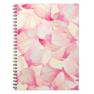 Pink Blossom Nature. Black Watercolor Nature. Red Notebook