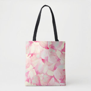 Pink Blossom Nature. Black Watercolor Nature. Red Tote Bag