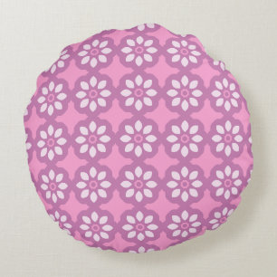 Pink Blossom Retro Round Cushion