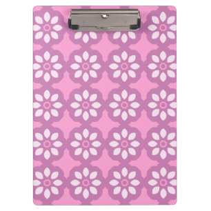 Pink Blossom Retro Tile Pattern Clipboard