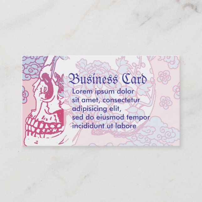 Pink Blossom Skull Business Card (Front)