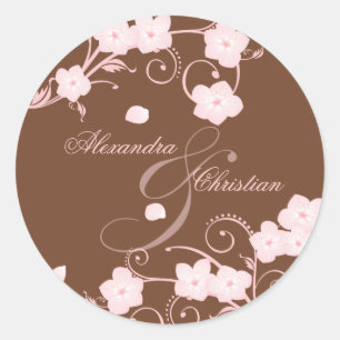 Pink Blossom Wedding Save The Date Announcement Classic Round Sticker