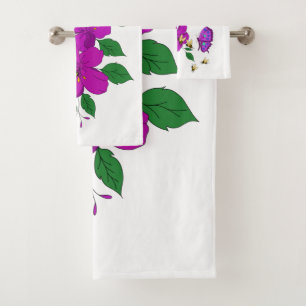 Pink Blossom with Butterflies and Bees Bath Towel Set