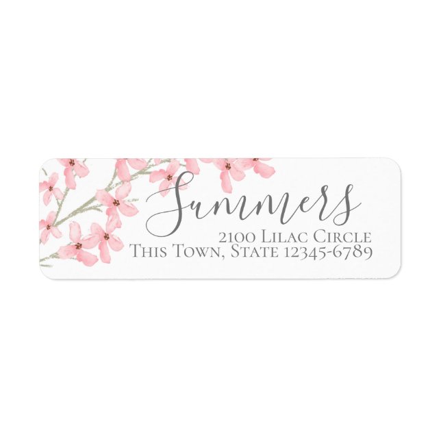 Pink Blossoms Address Return Address Label (Front)