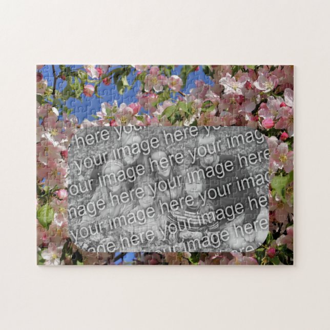 Pink Blossoms Frame Create Your Own Photo  Jigsaw Puzzle (Horizontal)