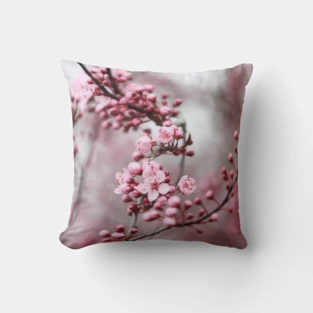 Pink Blossoms in Spring Photo Cushion (Front)