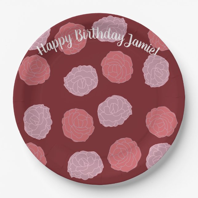 Pink Blossoms Paper Plate (Front)